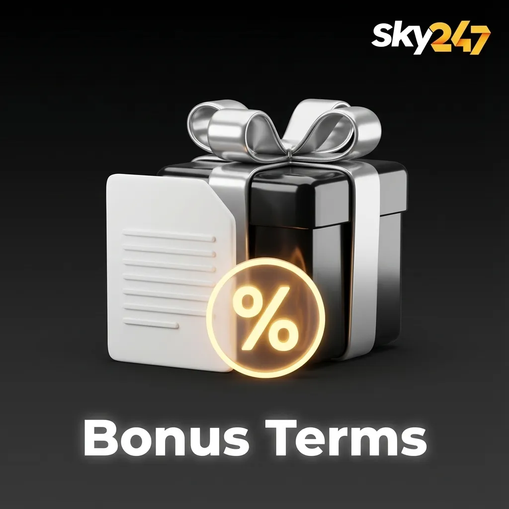 Illustrated “Bonus Terms” page summarizing rules for eligibility, wagering, game contribution, and fair-use of casino or betting bonuses