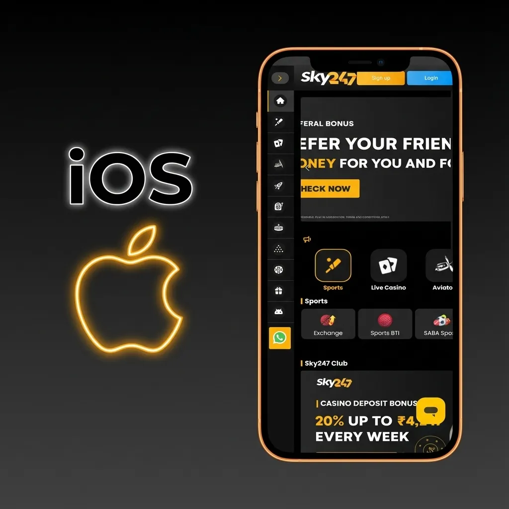 iPhone showing Safari steps to add Sky247 website to iOS home screen like an app