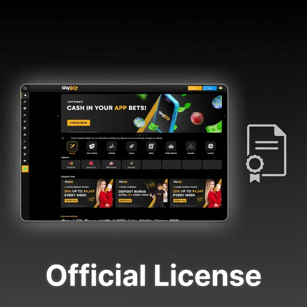 Sky247 Curacao eGaming licence certificate (No. 8048/JAZ), highlighting regulated betting and casino operations