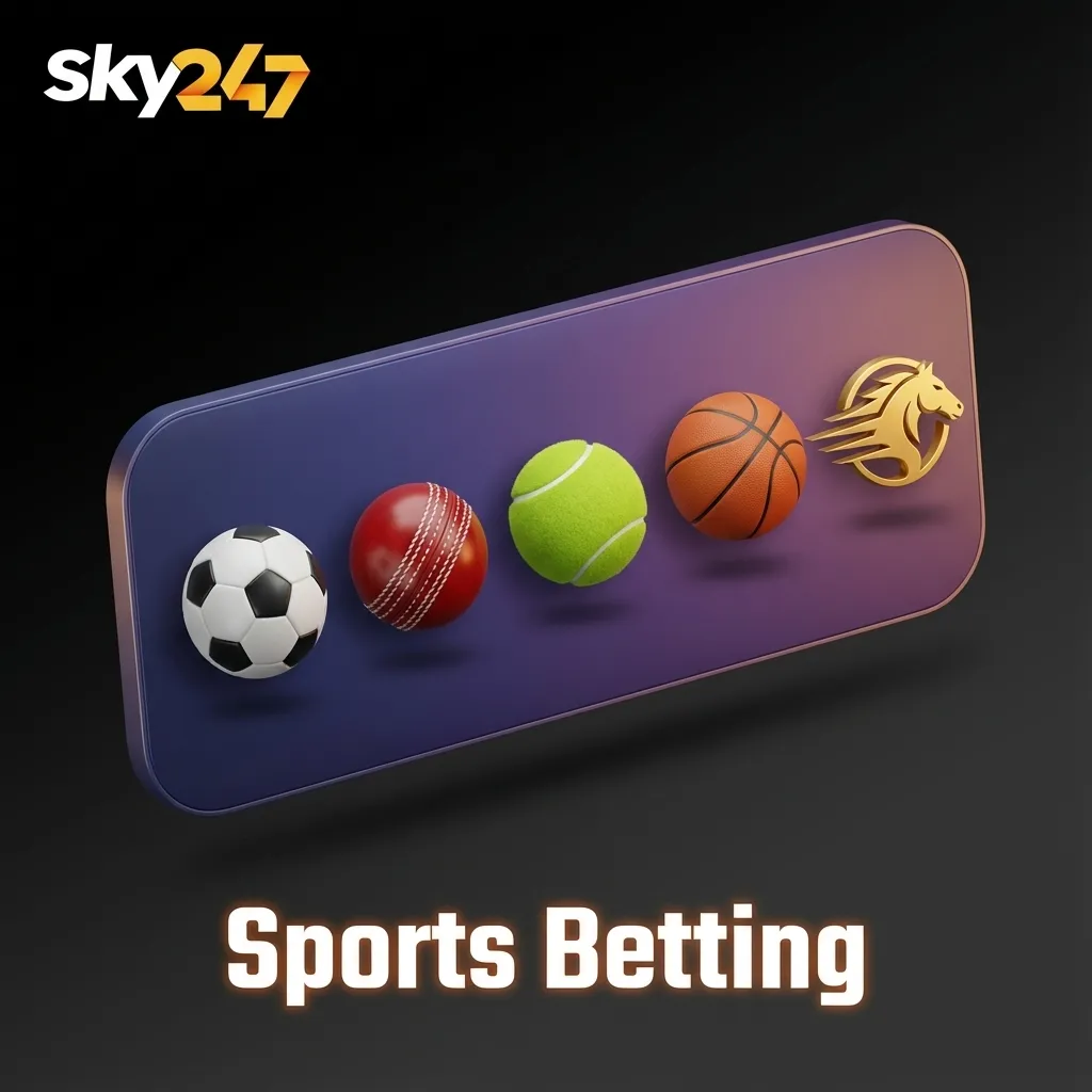 Sports betting interface showing live odds and icons for cricket, football, kabaddi, tennis, basketball, esports and more sports.