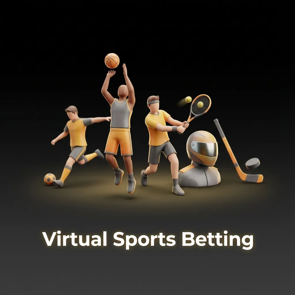 Illustration of virtual sports betting on Sky247 India with CGI football, cricket, and racing events running 24/7