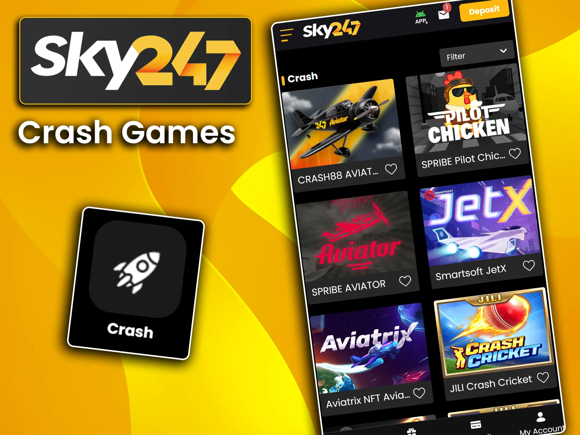 Play fast-paced crash games with high multipliers on Sky247.