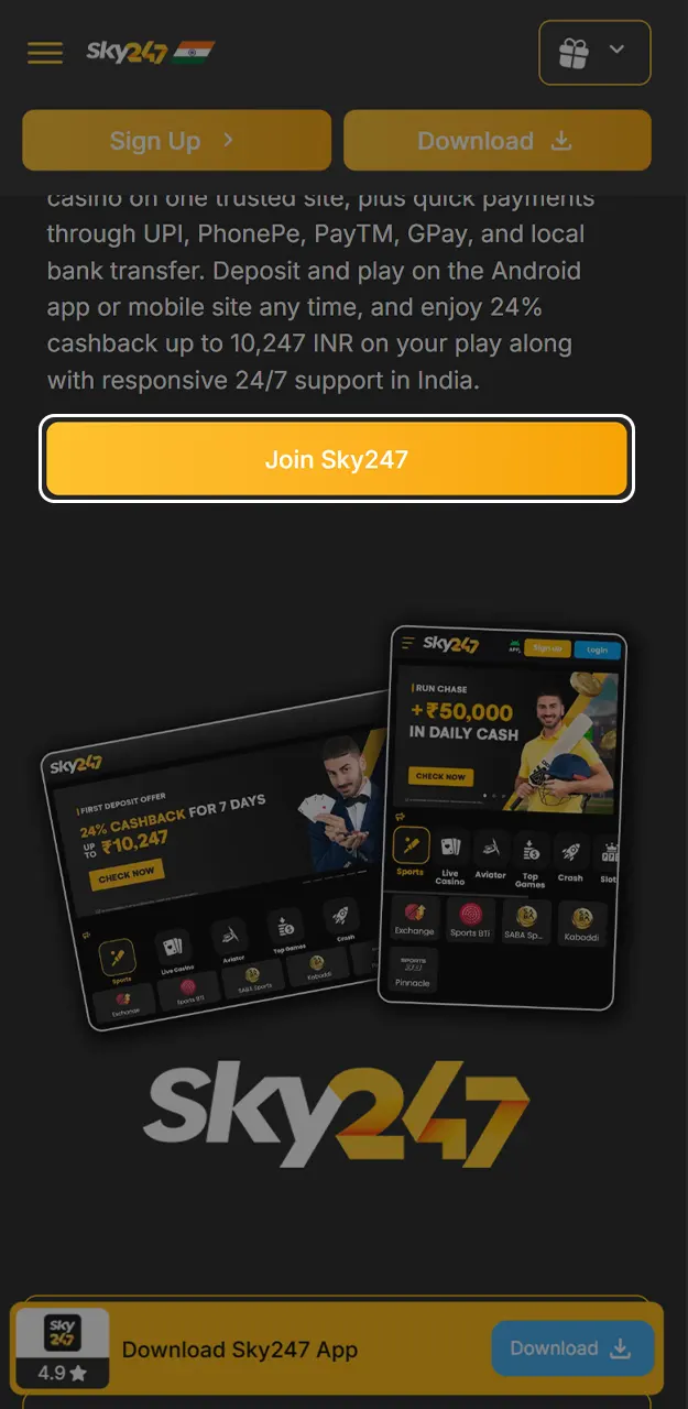 Place your first bet in just a few simple steps on Sky247.