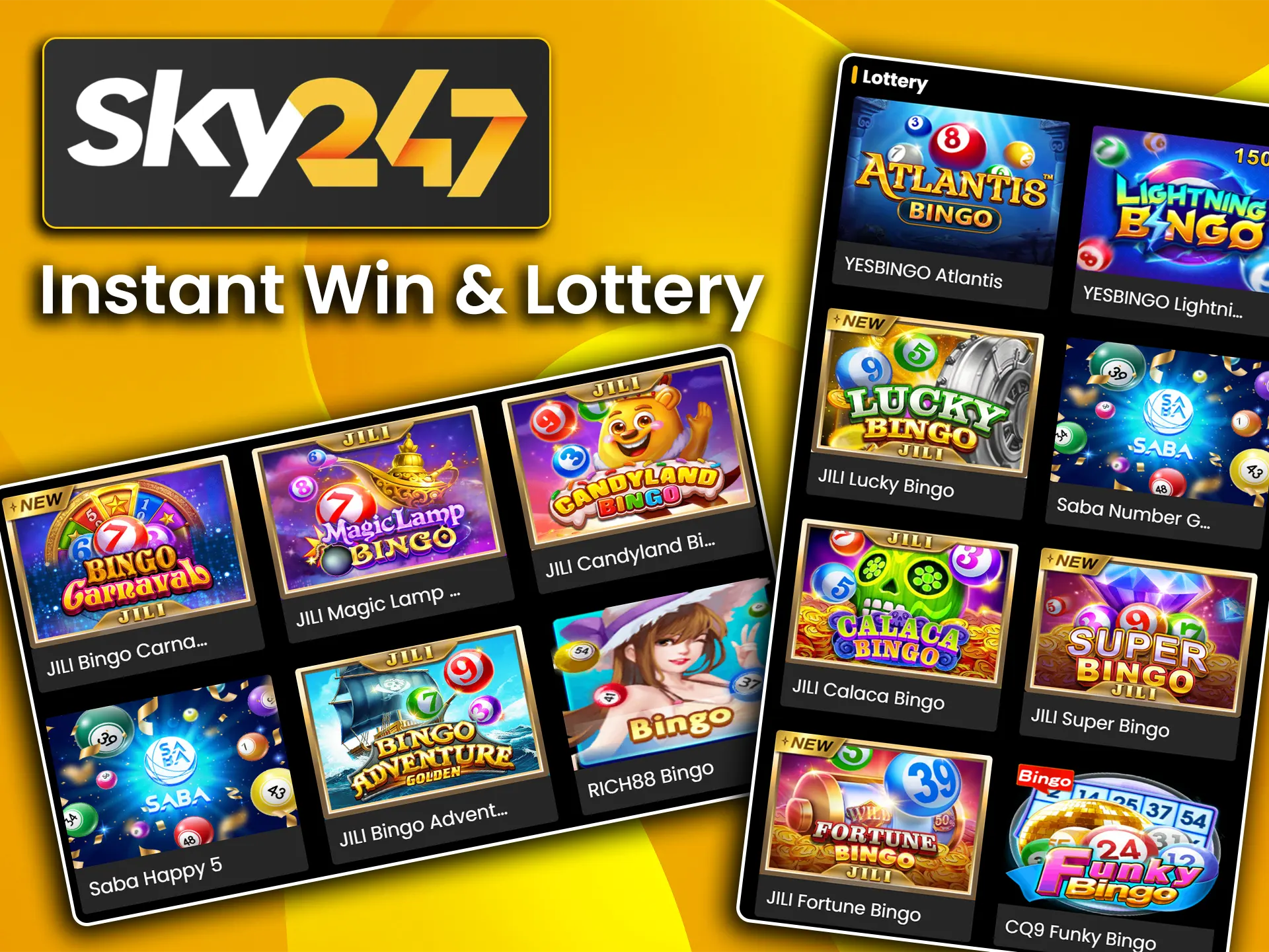 Try your luck with quick-result scratch cards and lotto draws at Sky247.