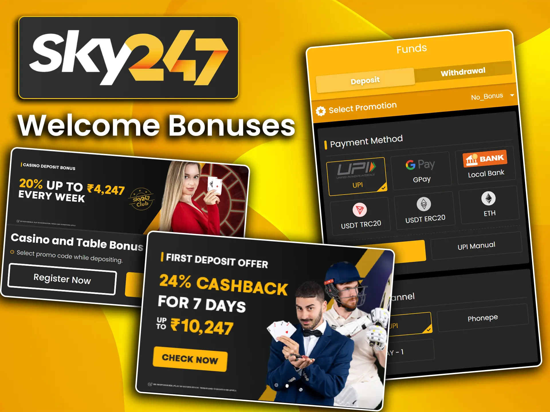 Get a sign-up bonus when you register with Sky247.