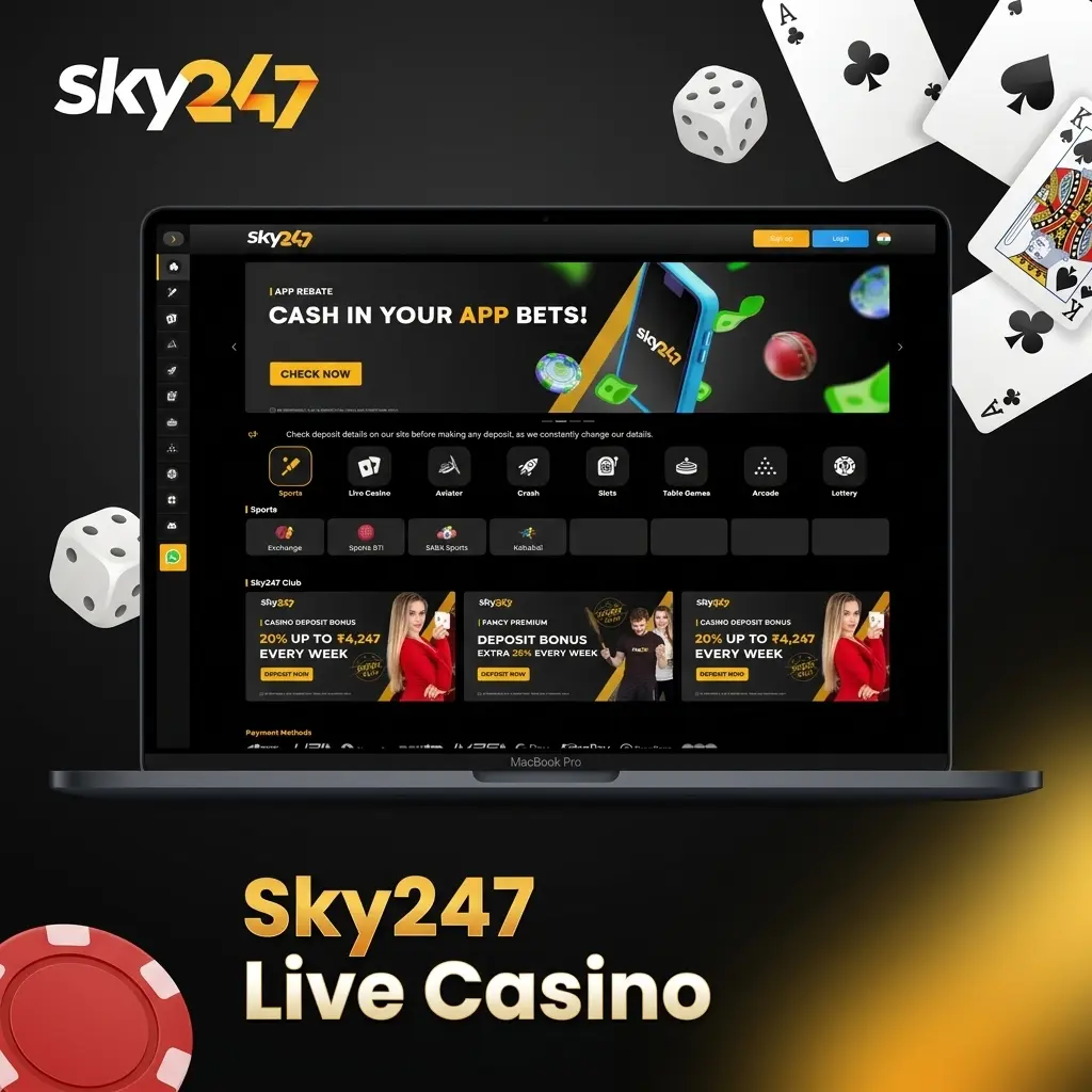 Sky247 live casino with Evolution Gaming Lightning Roulette, Crazy Time, and Ezugi Andar Bahar HD tables