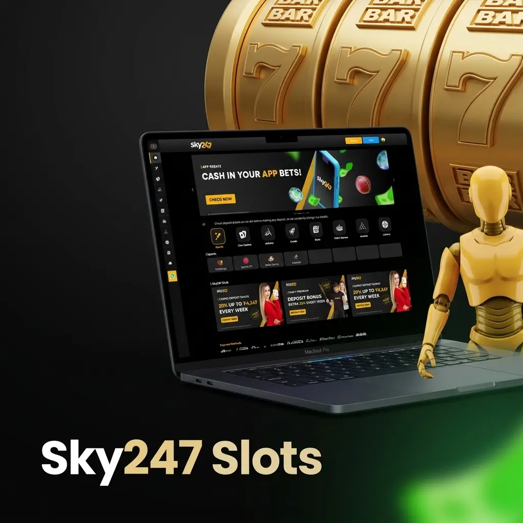 Sky247 slots lobby featuring Sweet Bonanza, Gates of Olympus, and Big Bass Bonanza with RTP and max win details