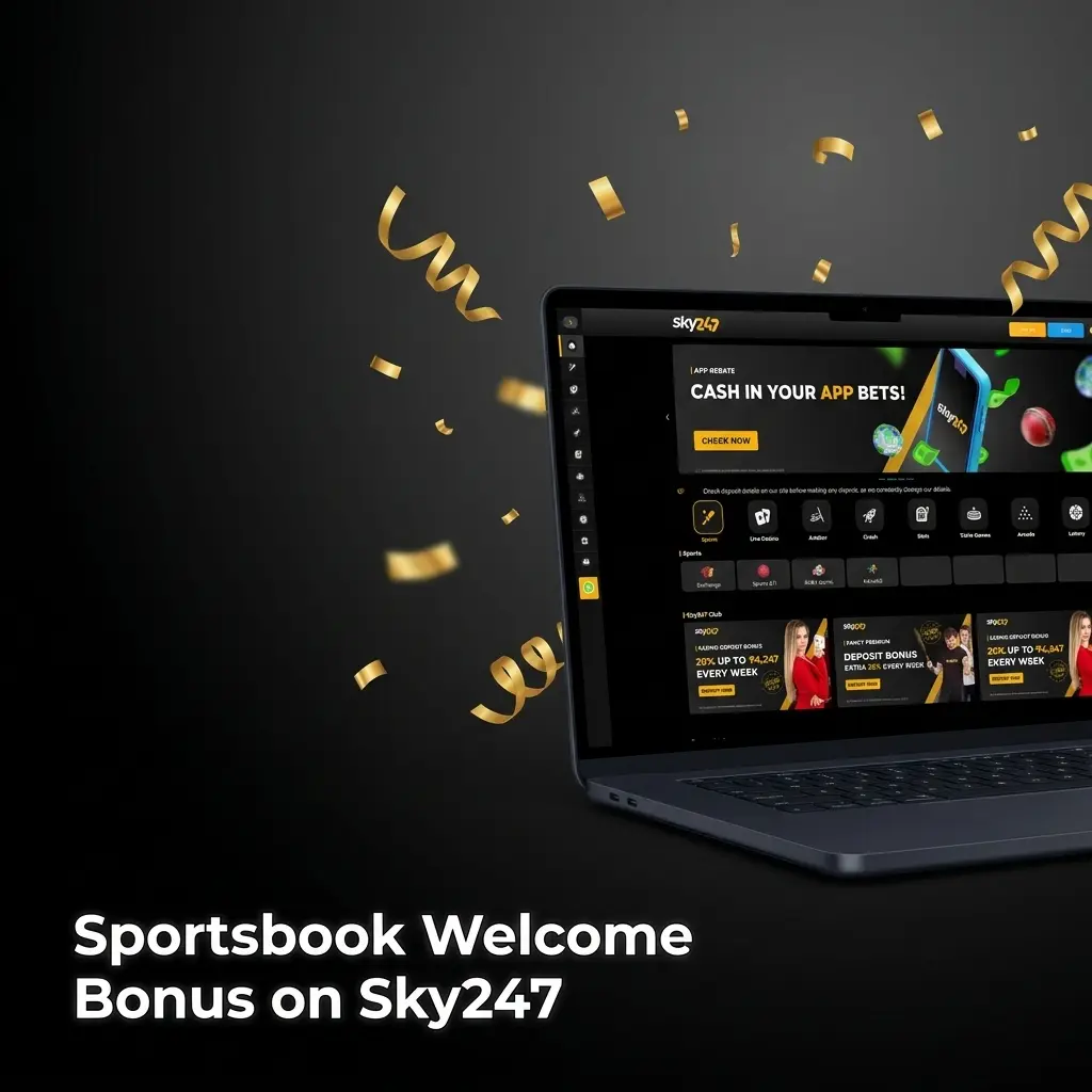 Sky247 sportsbook welcome bonus offering 24% cashback on net losses up to 10,247 INR for new players
