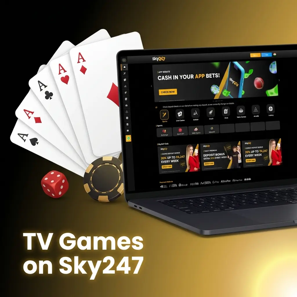 TV Games on Sky247 including Wheel of Fortune, Lucky 5, Lucky 6, Lucky 7, Bet on Poker, and War of Bets by Betgames